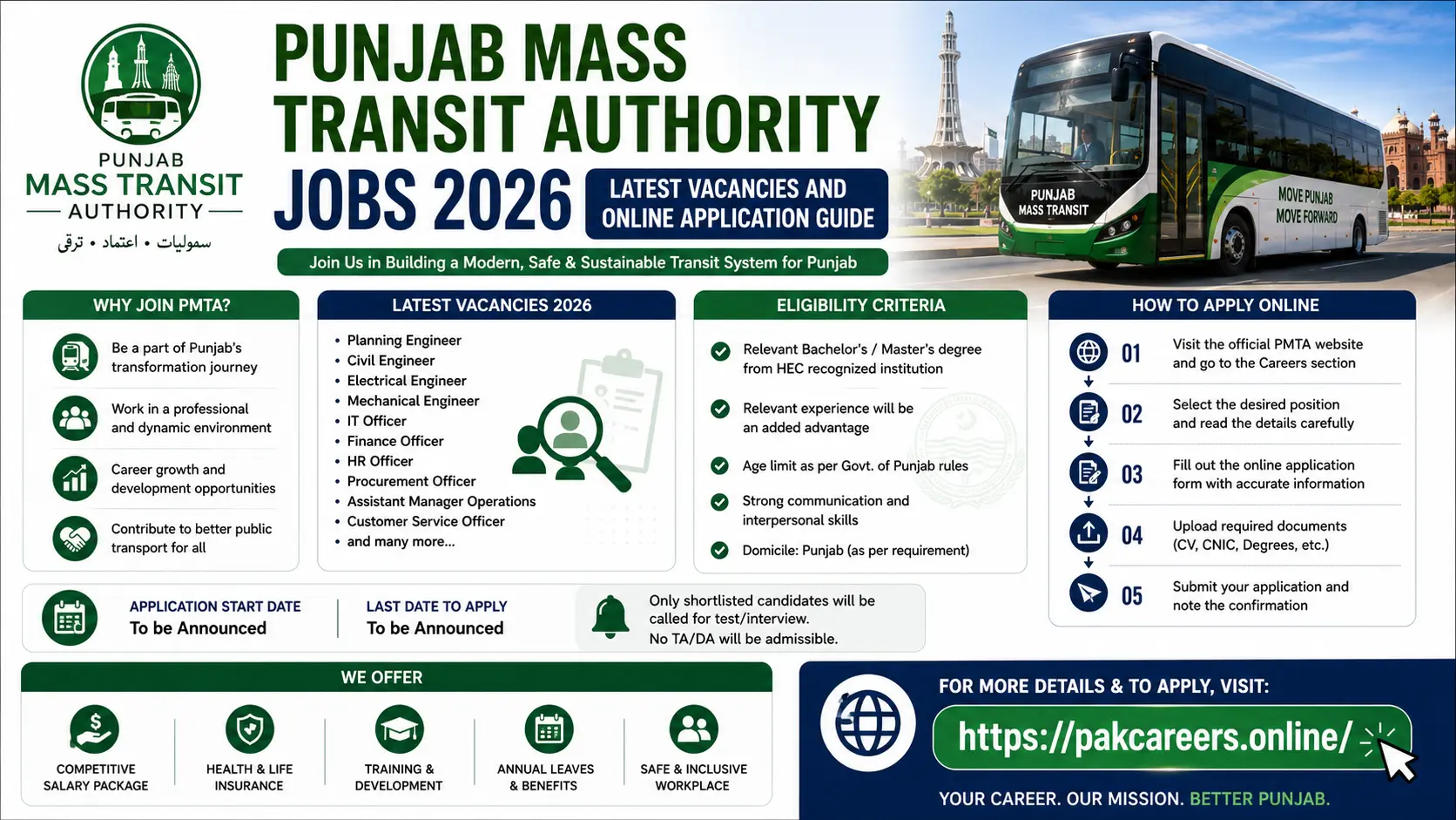 Punjab Mass Transit Authority Jobs 2026 Latest Vacancies and Online Application Guide