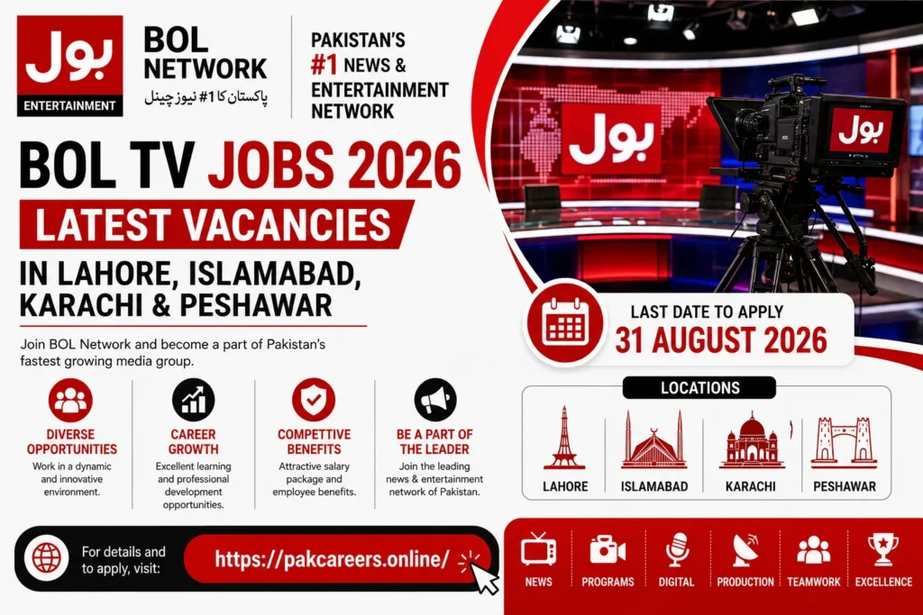 BOL TV Jobs 2026 – Latest Vacancies in Lahore, Islamabad, Karachi & Peshawar